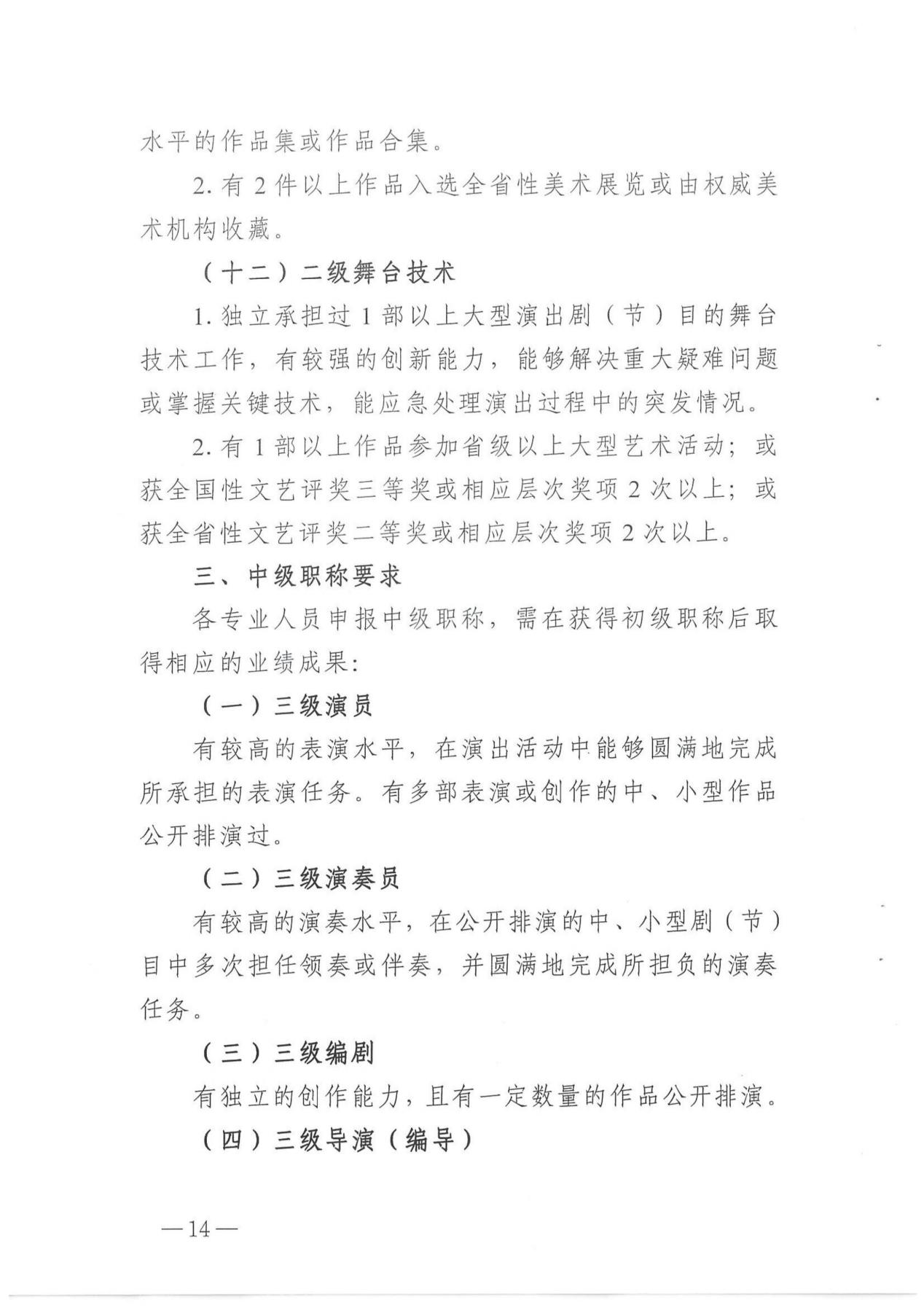 关于印发《湖南省艺术系列（新文艺群体）职称申报评价办法（试行）》的通知_13