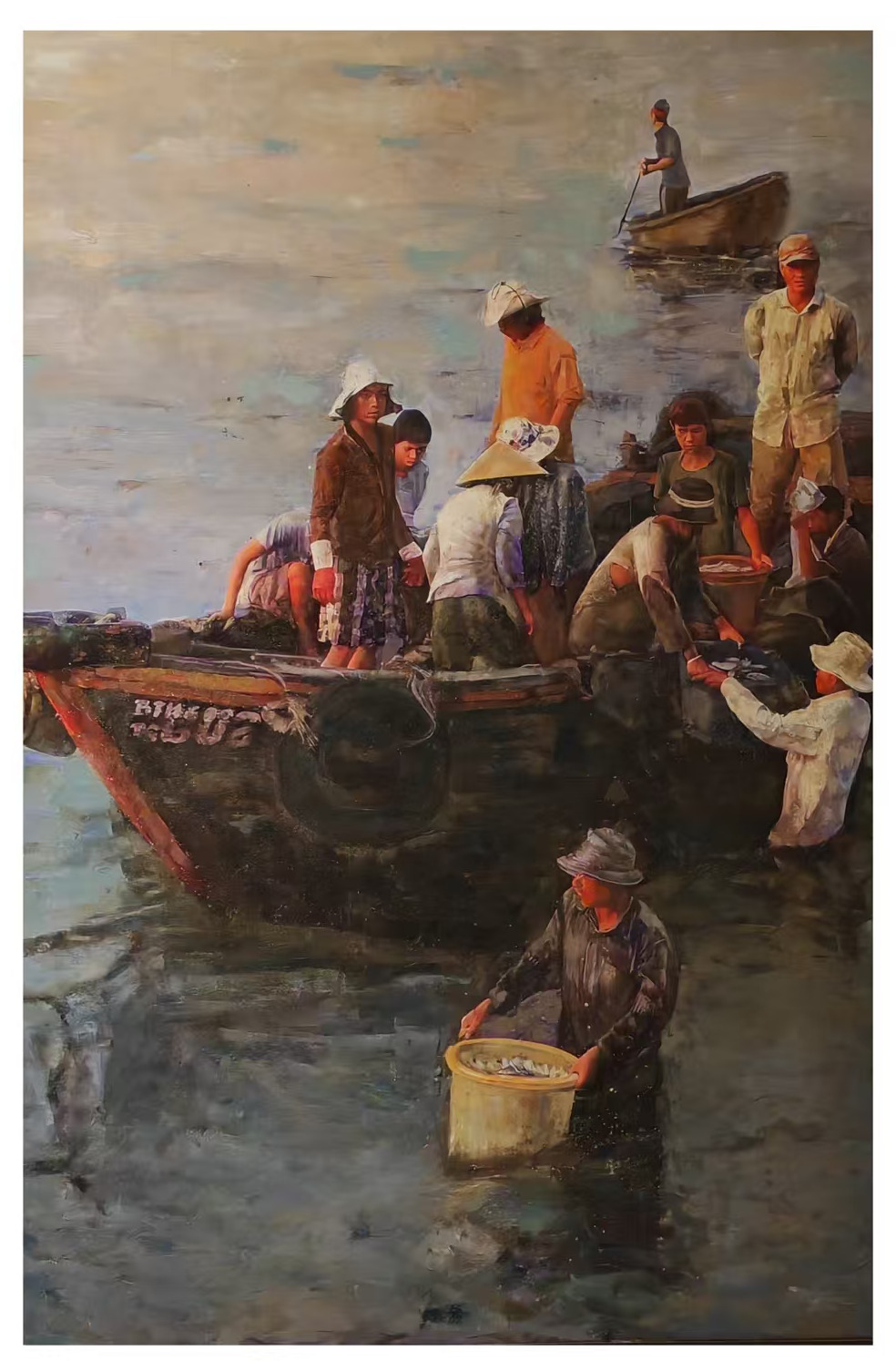 3.作品名称：晨光渔歌      油画      作者：李琼轩.jpg